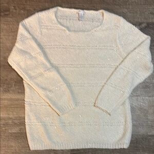 Chicos Sweater Womens 2 US Large Ivory Silver Alpaca/cotton blend Open Knit